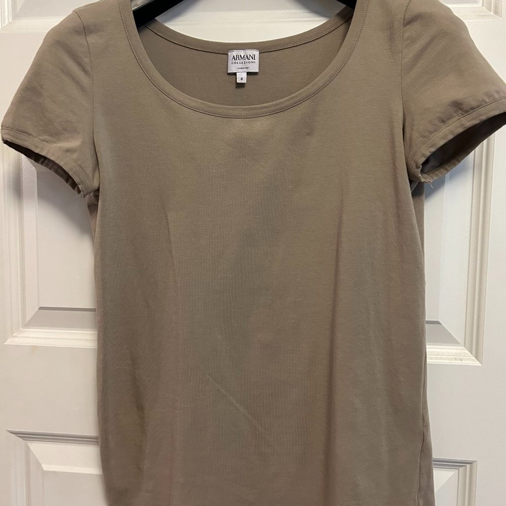 Armani Collezioni t shirt top, size 8, tan/taupe, barely worn